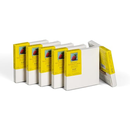 Strathmore 300 Series Traditional Stretched Canvas Pack, 6x6 inch, 6 Pack, Art Canvas for Students Professionals - size: 6x6 inch, style: Traditional Profile