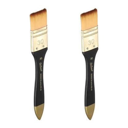 uxcell 2 Pcs Flat Paint Brush 1.18" Width Nylon Acrylic Painting Brushes Professional Paint Tools with Wooden Handle for Watercolor Oil Crafts Face Body Art, Yellow - size: 1.18"