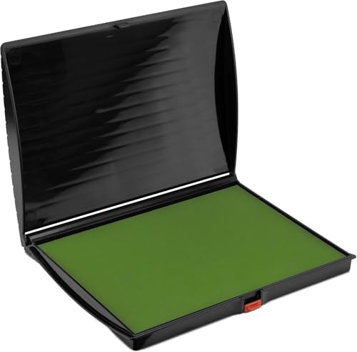 Large Premium Olive Green Ink Stamp Pad - 5" by 7" - Quality Felt Pad - Case with Closing snap - color: Olive Green, size: 5" x 7"