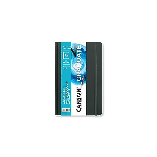 Canson Graduate Watercolor Paper, Hard Cover Art Journal, 5.5x8.5 inches, 28 Sheets — Artist Paper for Paint, Pencil, Ink, Marker, Illustration - size: 5.5x8.5