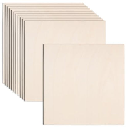 AWIZOM 12 Pcs Basswood Plywood Sheets 18x18x1/8 Inch Unfinished Wood Board | 3mm Thick Blank Wooden Panel for Laser Cutting Burning Architectural Models Staining Painting DIY Crafts Projects - size: 18 x 18 inch