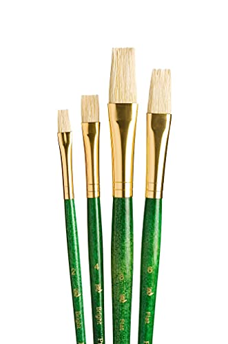 Princeton RealValue Brush Set, Natural, Green Handle, 4 Piece, 1 Count - style: Set-9112