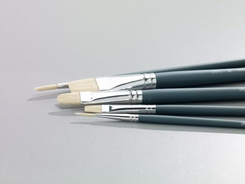 Winsor & Newton Foundation Oil Hog Brush Set, Short Handle, Flat, 3 Pack - size: Flat 4, 10 & 14