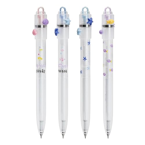 4 Pack Fidget Spinner Pen for Adults, 0.5mm Black Ink Gel Pens Quick Dry, Smooth Writing Retractable Pen with 360° Rotating Tip for Stress Relief Office Supplies Journaling