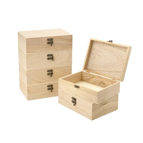 6 Pack Unfinished Wood Box with Lid Crafts Wooden Box for DIY Arts Project (8.3x6x2.7 Inches) - size: 8.3x6x2.7 Inch