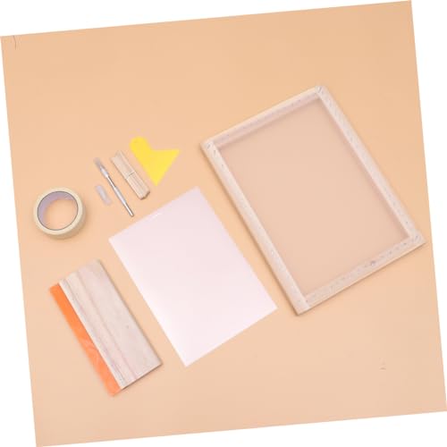 Uonlytech 1Set Silk Screen Printing Complete DIY Kit with Frame Squeegee Scraper Inkjet Transparency Film and Mask Tape for Craft Projects and Pattern Transfer