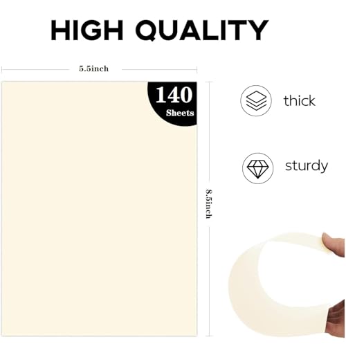 8.5”x 5.5” Cream Art Drawing Paper for Painting Construction Bulk 80gsm Craft Paper for Sketch(140 Sheets) - size: 8.5x5.5 140P