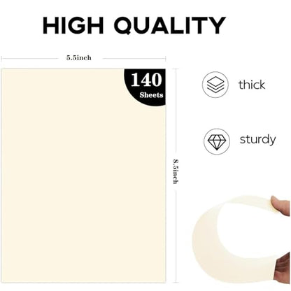 8.5”x 5.5” Cream Art Drawing Paper for Painting Construction Bulk 80gsm Craft Paper for Sketch(140 Sheets) - size: 8.5x5.5 140P