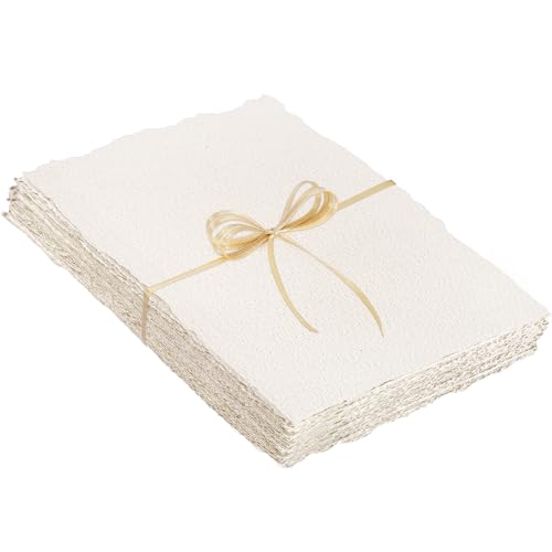 25 Sheets Watercolor Paper 9X 12, 300 GSM Deckled Edge Paper Rough/Textured Handmade Paper for Watercolors, Wedding Invitations, Cards, Crafts - size: 9 x 12 inch