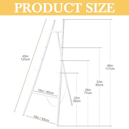 CroBlissful White 50" Easel Stand for Wedding Sign Adjustable 3Tier Height Display Easel with Chain Heavy Duty Floor Tripod for Welcome Wedding Sign Painting Canvas Baby Shower Party Poster (Metal) - color: White