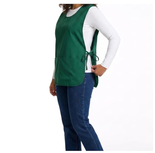 Large Smock Cobbler Apron for Men & Women, Adjustable Side Ties & 2 Pockets - color: Green
