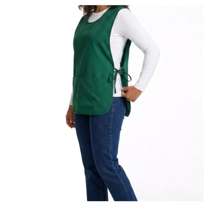 Large Smock Cobbler Apron for Men & Women, Adjustable Side Ties & 2 Pockets - color: Green