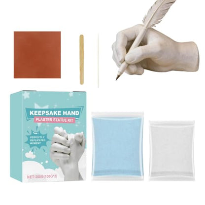 Hand Casting Kit - Plaster Powder Decor, Memory Keepsake Molding System with Casting Materials, Detailed Sculpture Making Kit, Romantic Creative Craft Project for Couples Family Parent