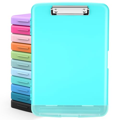 Sooez Clipboards with Storage, High Capacity Clip Boards 8.5x11 with Storage, Heavy Duty Nursing Clipboard Folder, Plastic Clipboard with Pen Holder for Women Teachers Work, School & Office Supplies - color: Mint Green
