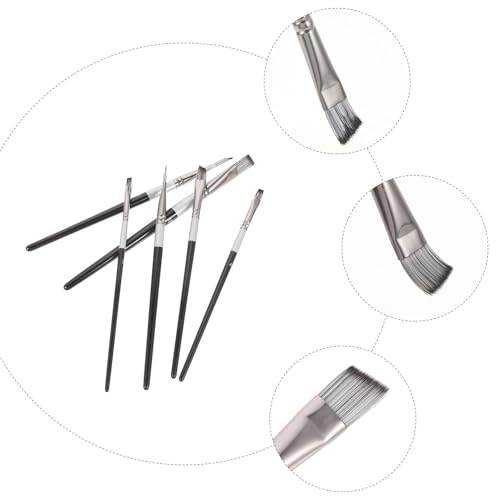 6pcs Watercolor and Oil Painting Brush Set with Nylon Bristles, Wooden Handles, Fan and Angled Brushes for Art Students and Acrylic Painting Supplies