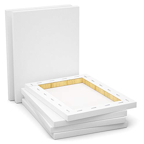 GOTIDEAL Stretched Canvas, 11x14 Inch Set of 7, Primed White - 100% Cotton Artist Canvas Boards for Painting, Acrylic Pouring, Oil Paint Dry & Wet Art Media - color: White, size: 11"x14"