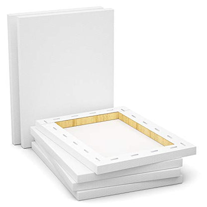 GOTIDEAL Stretched Canvas, 11x14 Inch Set of 7, Primed White - 100% Cotton Artist Canvas Boards for Painting, Acrylic Pouring, Oil Paint Dry & Wet Art Media - color: White, size: 11"x14"