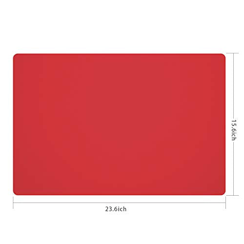 Silicone Placemats, Food-Grade Non-Slip Waterproof, Dining, Stain Resistant, Countertop Protector, Kitchen Counter Mat, Heat Resistant, Baking mat Dishwasher Safe (23.6"×15.7"-1pack, Red) - color: Red, size: 23.6"×15.7"-1pack