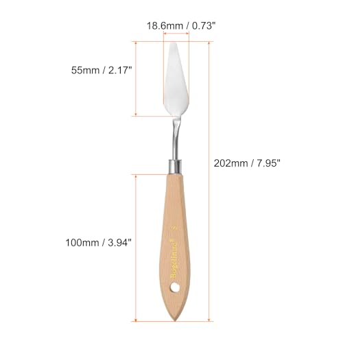 HARFINGTON 4pcs 8# Painting Palette Knife Pointy Stainless Steel Art Spatula Painting Pallet Knives Scrapers Tools with Plastic Handle for Acrylic Oil Canvas Mixing Spreading - size: 55mm x 18.6mm
