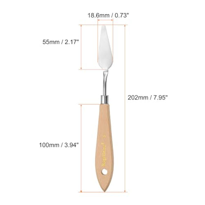 HARFINGTON 4pcs 8# Painting Palette Knife Pointy Stainless Steel Art Spatula Painting Pallet Knives Scrapers Tools with Plastic Handle for Acrylic Oil Canvas Mixing Spreading - size: 55mm x 18.6mm