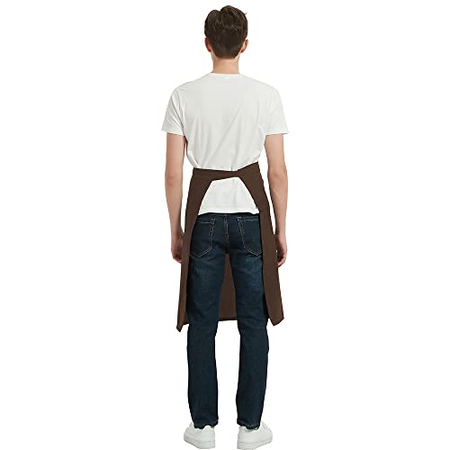 PINDUNCHEF Unisex Two Pocket Bbq Bistro Waiter CookingApron Waterproof Stain Resistant Waist apron - color: Brown