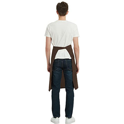PINDUNCHEF Unisex Two Pocket Bbq Bistro Waiter CookingApron Waterproof Stain Resistant Waist apron - color: Brown