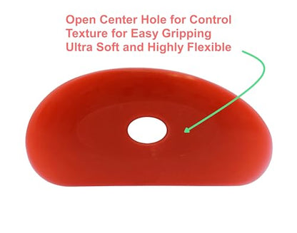 Creative Hobbies Red Soft Silicone Pottery - Pack of 2 | Ultra-Soft Ceramic Sculpting Tool for Smooth Finishing and Removing Finger Marks | Essential Tool for Potters (Shape 5) - color: Shape 5