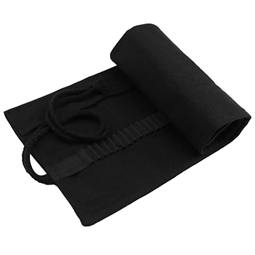 Canvas Pencil Wrap Case, 48 Holes Colored Pencil Roll Holder Storage Pouch for Artist, Office - color: Black, style: 48 Holes
