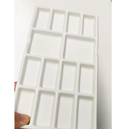 14 Wells Ceramic Artist Paint Palette - 8 Inch Porcelain Watercolor Painting Palette Ceramic Mixing Tray for Painters - color: 14 Well Ceramic Palette