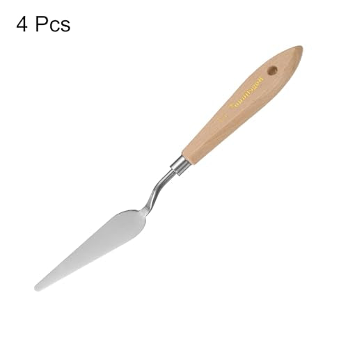 HARFINGTON 4pcs 13# Painting Palette Knife Pointy Stainless Steel Art Spatula Painting Pallet Knives Scrapers Tools with Plastic Handle for Acrylic Oil Canvas Mixing Spreading - size: 85mm x 23.3mm