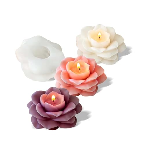 3D Lotus Flower Silicone Mold for Scented Candles Soap Making Flower Molds Silicone Candle Molds for Candle Making Supplies Floral Decorations Epoxy Resin Mold DIY Home Decor Plaster Resin Crafts - color: Lotus