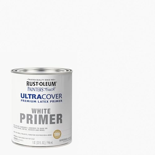 Rust-Oleum Brush On Paint 224430T Painter's Touch Latex, Quart, Acrylic Flat White Primer, 32 Fl Oz (Pack of 1) - color: Flat White Primer, size: 1 Quarts (Pack of 1)