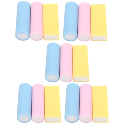 15pcs Rubber Stamps DIY Carving Blocks, Mini Cylindrical & Square Column, 3 Colors (Pink, Blue, Yellow) - Soft PVC for Easy Engraving, Signature Sculpture & Creative Craf