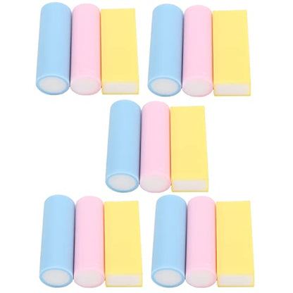 15pcs Rubber Stamps DIY Carving Blocks, Mini Cylindrical & Square Column, 3 Colors (Pink, Blue, Yellow) - Soft PVC for Easy Engraving, Signature Sculpture & Creative Craf