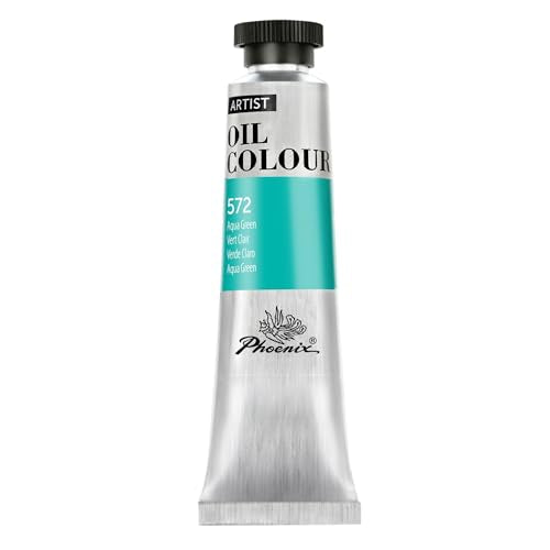 PHOENIX Aqua Green Oil Paint - 40ml / 1.35 Fl oz. Single Tube - Artist Quality Oil Based Paint for Professionals - color: Aqua Green