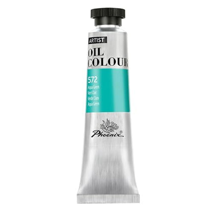 PHOENIX Aqua Green Oil Paint - 40ml / 1.35 Fl oz. Single Tube - Artist Quality Oil Based Paint for Professionals - color: Aqua Green