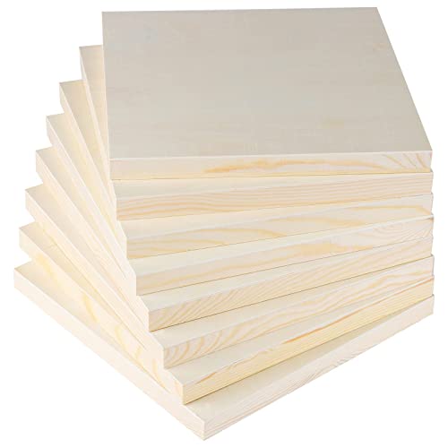 ADXCO 8 Pack Wood Panels 10 x 10 Inch Unfinished Wood Canvas Wooden Panel Boards for Painting, Pouring, Arts Use with Oils, Acrylics - size: 10 x 10 inch