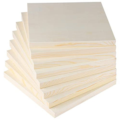 ADXCO 8 Pack Wood Panels 10 x 10 Inch Unfinished Wood Canvas Wooden Panel Boards for Painting, Pouring, Arts Use with Oils, Acrylics - size: 10 x 10 inch