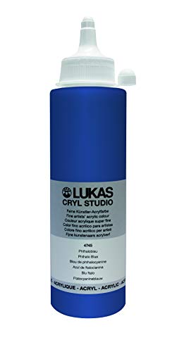 Lukas CRYL Studio Artist Acrylic Paint, Phthalo Blue, 250 ml Bottle - High Pigment Acrylic Paints for Canvas Painting, Large Scale Works - Medium-Viscosity, Water-Mixable, Fast Drying - color: Phthalo Blue, size: 8.45 Fl Oz (Pack of 1)