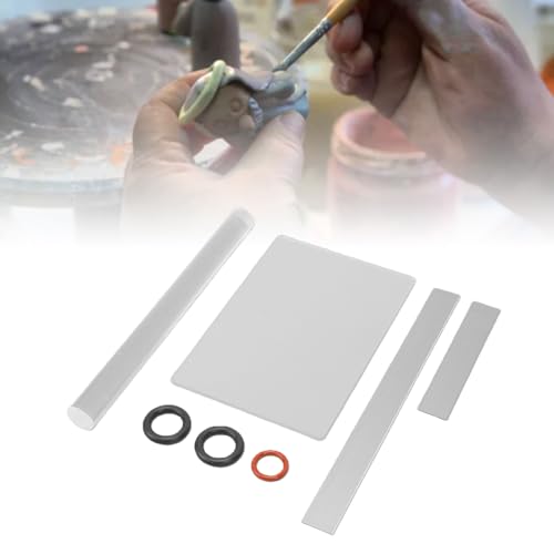 Acrylic Clay Tools Set with Solid Roller Pin Clear Sheet and 2 Metal Scrapers for Polymer Clay Sculpting Modeling Crafts