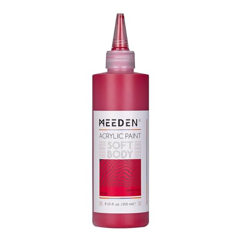 MEEDEN Soft Body Acrylic Paint: Rose Red Matte Finish - 250ml/8.45oz Bulk Acrylic Colors in Ergonomic Bottle - Fluid Flow Art Paints for Artists Canvas Painting - color: Rose