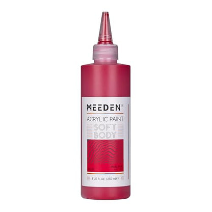 MEEDEN Soft Body Acrylic Paint: Rose Red Matte Finish - 250ml/8.45oz Bulk Acrylic Colors in Ergonomic Bottle - Fluid Flow Art Paints for Artists Canvas Painting - color: Rose
