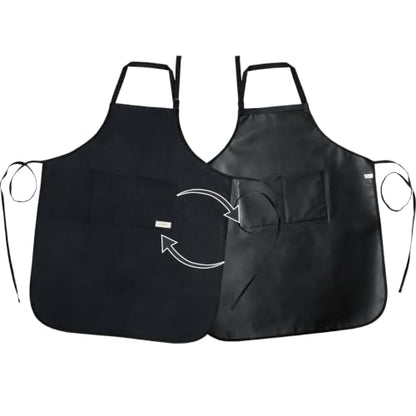 ROTANET Waterproof EVA and Microfiber Apron for Men, Reversible Material, Large Apron with 2 Pockets for Cleaning Cooking - size: 1 Pack