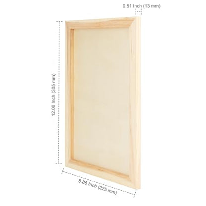 PINGEUI 12 Pack 9 x 12 Inch Blank Wood Canvas Panels, Unfinished Wooden Canvas Boards, Wood Cradled Painting Panel Boards, Artist Wooden Canvases for Painting, Pouring