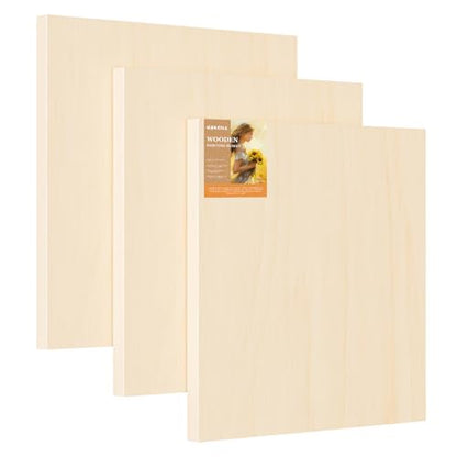 Wood Panels for DIY Painting - Christmas Crafts & Home Décor | 12x12 Inch Canvas Wood Boards, Unfinished Wooden Canvas for Adults (3-Pack) - size: 12*12-3