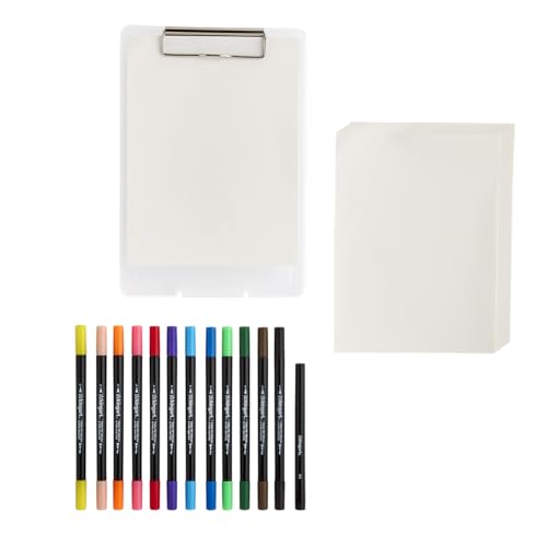 KINGART Studio Marker Set with Drawing Board Case, 30 Pcs, Twin-Tip Markers, Drawing Board with 16 Sheets