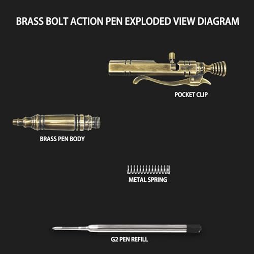 Vintage Bolt Action Pen: Heavy-Duty EDC Brass Ballpoint Pen with Retractable Mechanism and Pocket Clip - Refillable, Designed for Smooth Writing - style: Vintage bolt pen