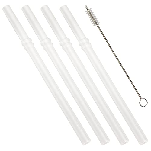 Re-Play 7.375" Reusable Locking Straws with Cleaning Brush, Replacements for Re-Play Straw Cups & Sippy Cups, Dishwasher Safe - Silicone (Pack of 4)