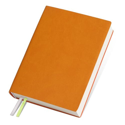 Thick Blank Journal Notebook 400 Pages, A6 Unlined Plain Sketchbook, 100gsm Thick Paper Hardcover Soft Leather Cover, No Lines Drawing Pad Memo Diary Writing Art Notepad ，3.9 × 5.5 - color: Orange-400 Page
