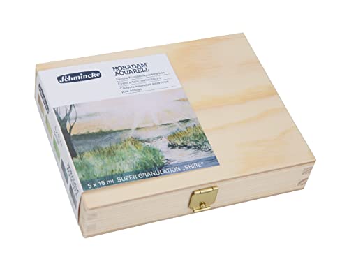 Schmincke - HORADAM® AQUARELL, Super- Granulation Set Shire, 5 x 15 ml tubes, 74 867 097, wooden box, very strong granulating colors, finest, supergranulating watercolors - color: Shire, size: 2.54 Fl Oz (Pack of 1)